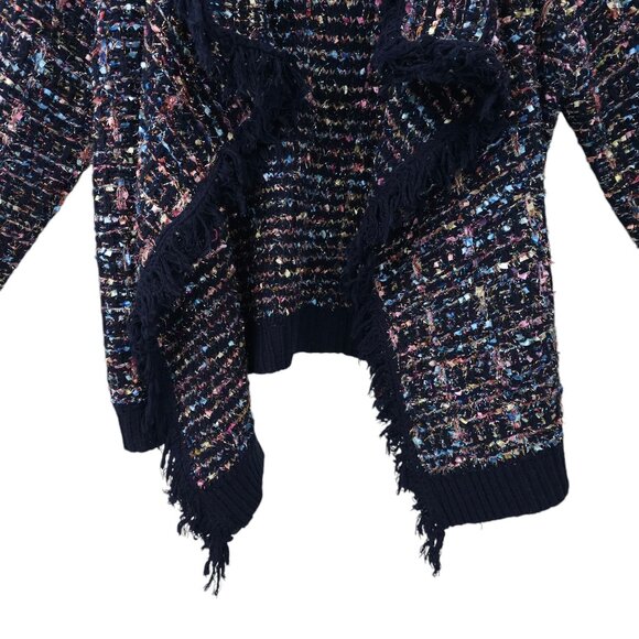 Original USA Open Front Cardigan Women S/M Sparkle Glitz Fringe Ribbon Weave NEW - Picture 9 of 16